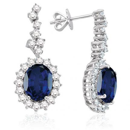 6.77 ct. Pırlanta Safir Küpe